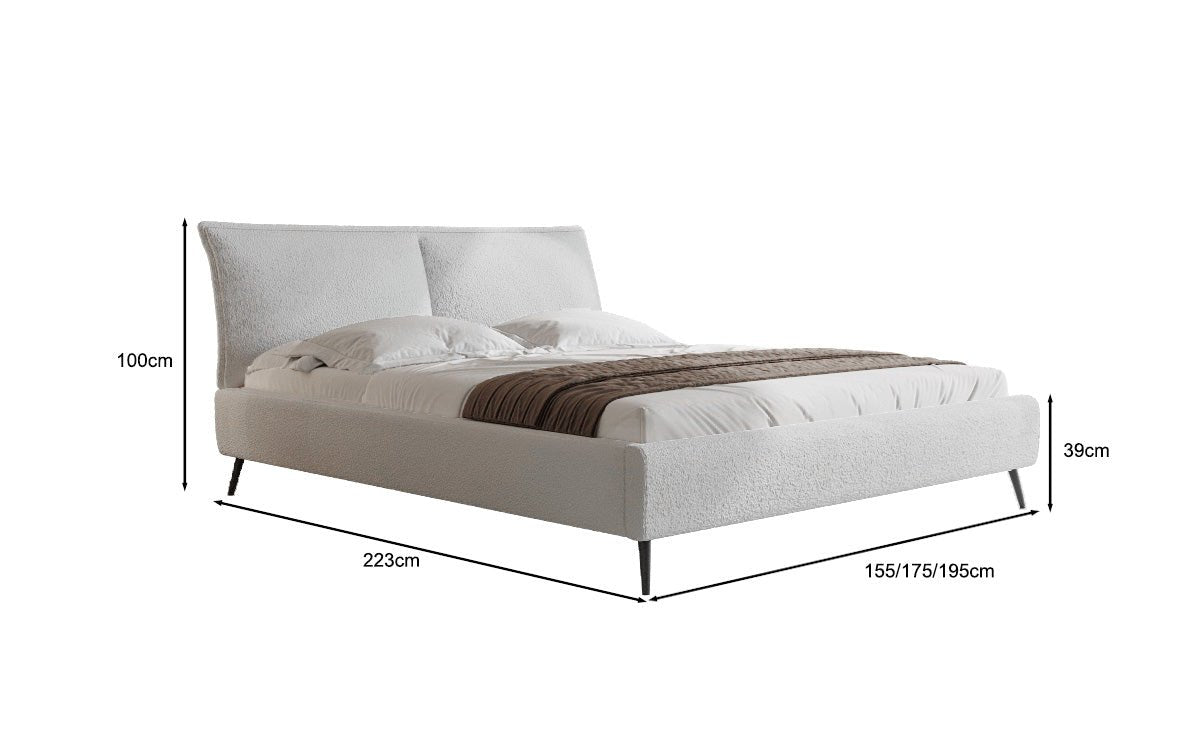 Designer Upholstered Bed Zoe Bouclé with Storage