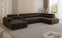 Canapé design d'angle Mia avec extension électrique d'assise en Chenille