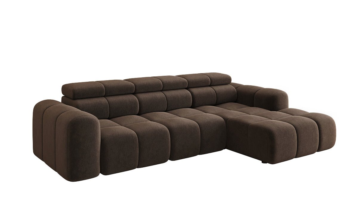 Designersofa Mia L met elektrische zitverlenging in Chenille