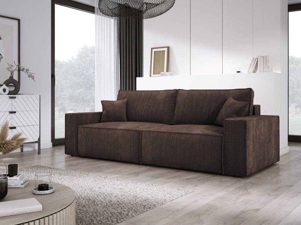 Canapé designer Velanova 3 places Côtelé avec fonction couchage et rabattable