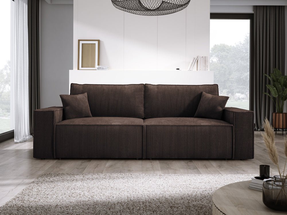 Canapé designer Velanova 3 places Côtelé avec fonction couchage et rabattable
