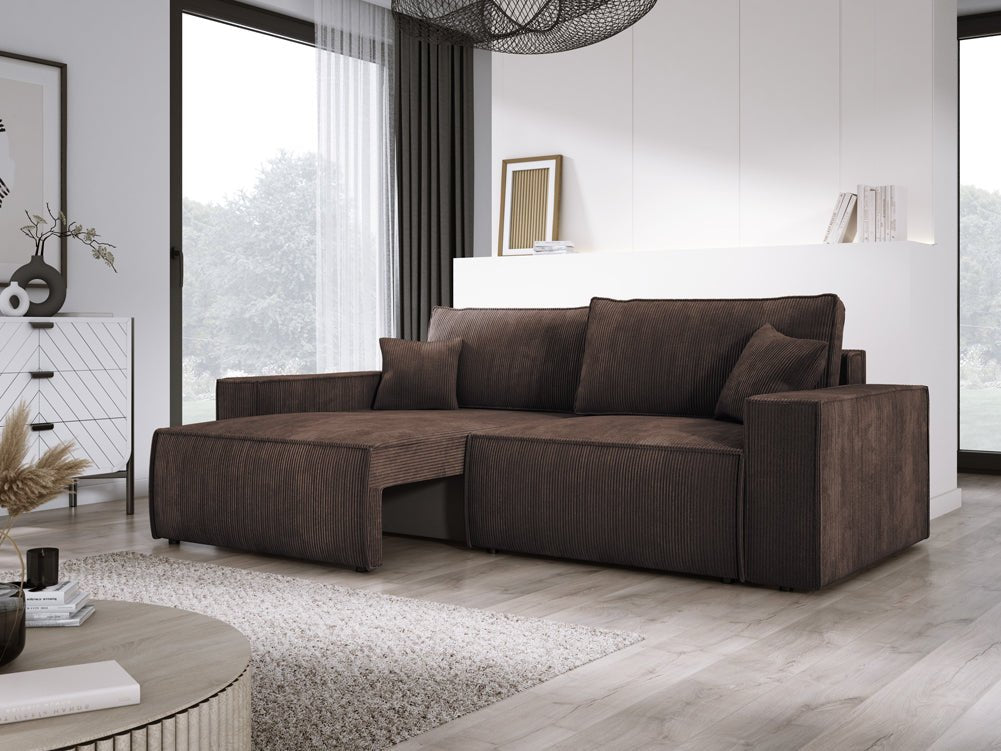 Canapé designer Velanova 3 places Côtelé avec fonction couchage et rabattable