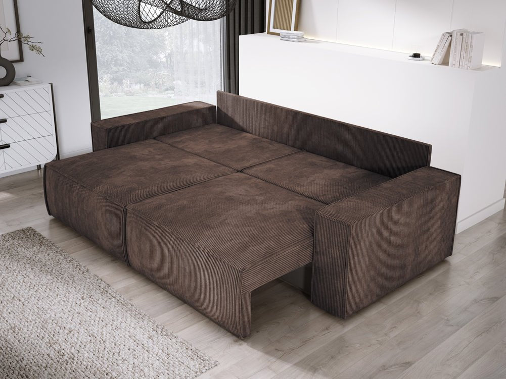 Canapé designer Velanova 3 places Côtelé avec fonction couchage et rabattable