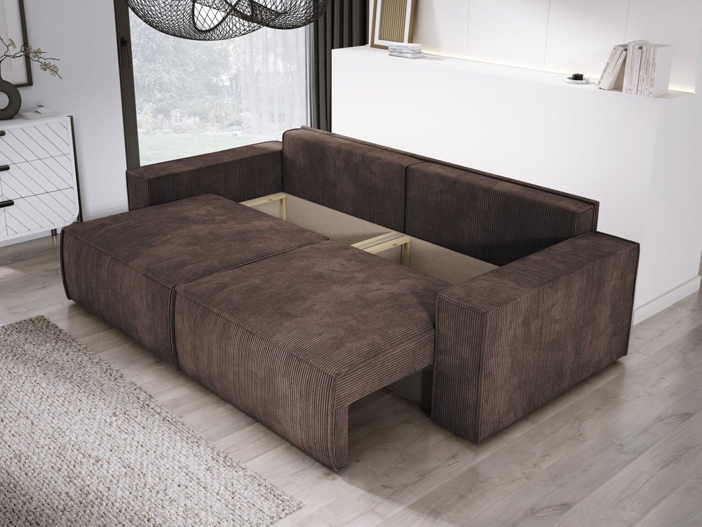 Canapé designer Velanova 3 places Côtelé avec fonction couchage et rabattable