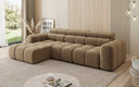 Designer Ecksofa Mia mit elektrischer Sitzerweiterung in Chenille