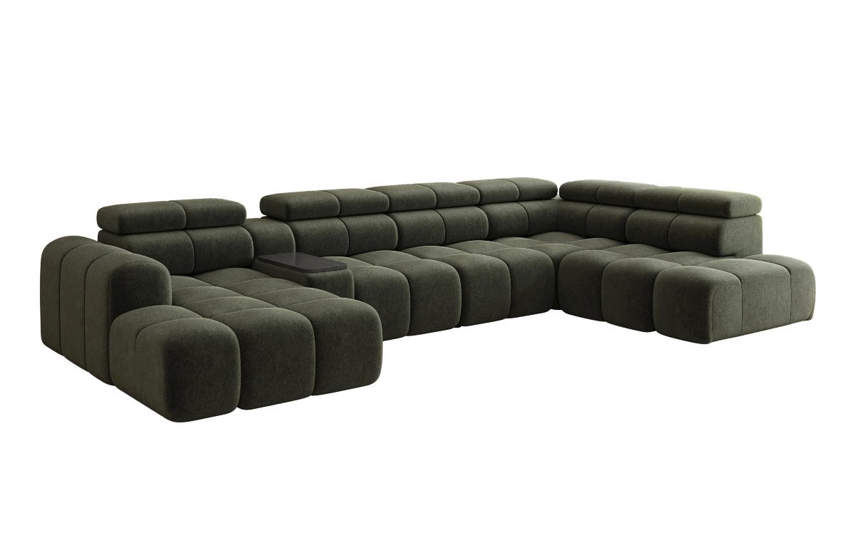 Designersofa woonlandschap Mia met elektrische zitverlenging in Chenille