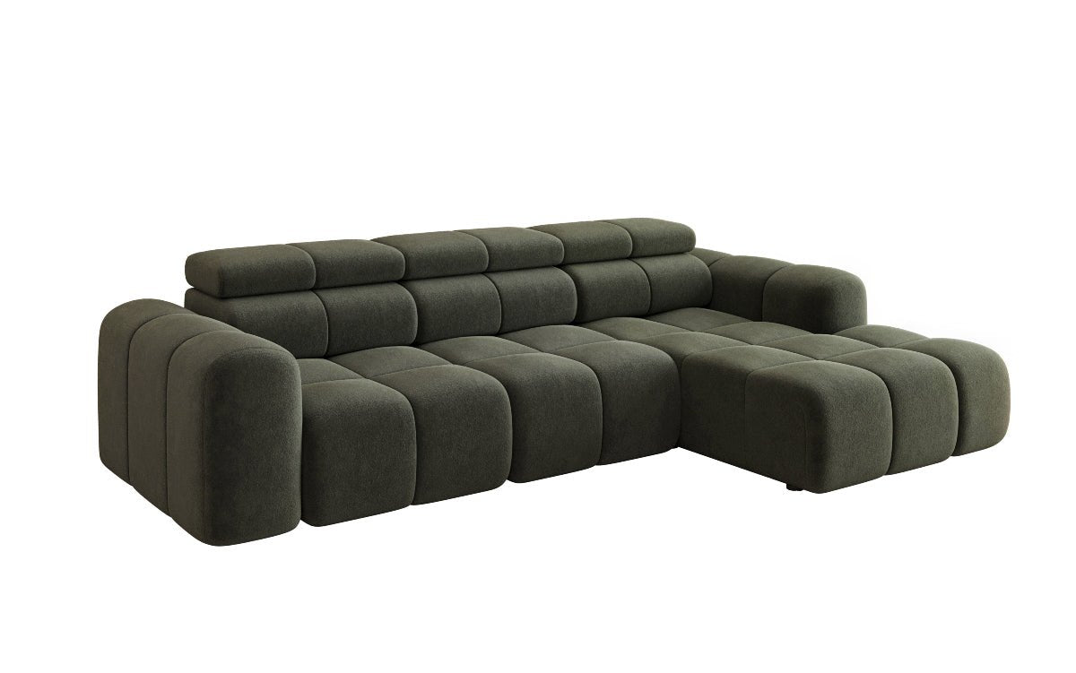 Designersofa Mia L met elektrische zitverlenging in Chenille