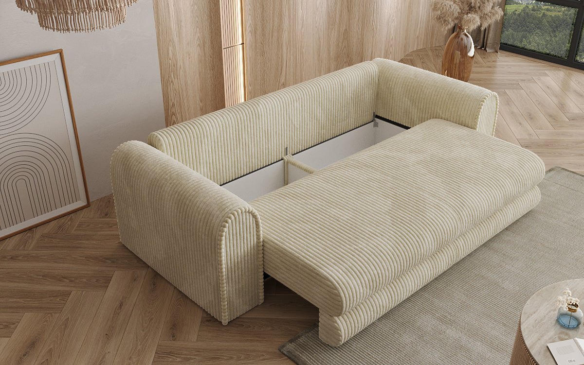 Designbank Lil Buddy 3-zits met slaapfunctie en opbergruimte in breedcorduroy