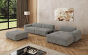 Designer Ecksofa Calm mit Beistellhocker und Beistelltisch in Bouclé