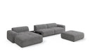 Designer Ecksofa Calm mit Beistellhocker und Beistelltisch in Bouclé