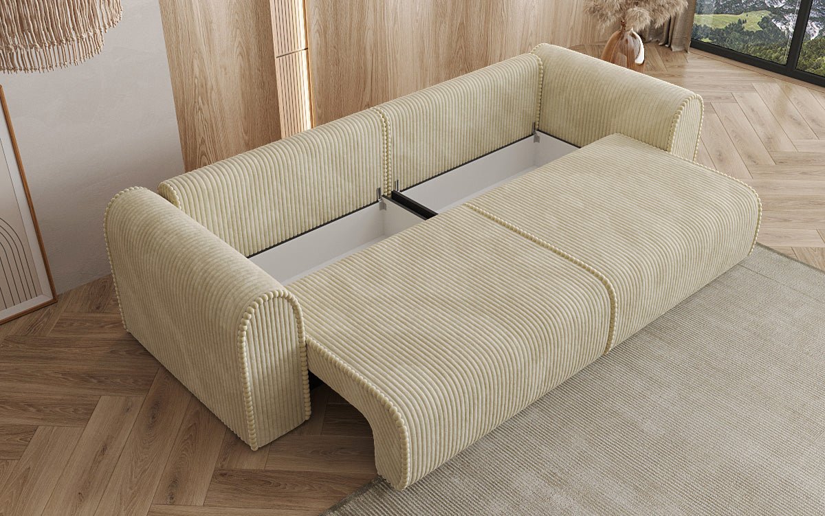 Designer Sofa Big Buddy 3 Sitzer mit Schlaffunktion und Stauraum in Breitcord