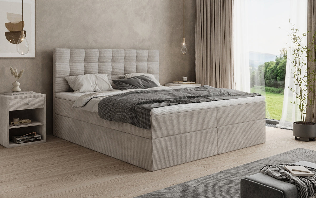 Boxspringbett Como in Cord mit Stauraum