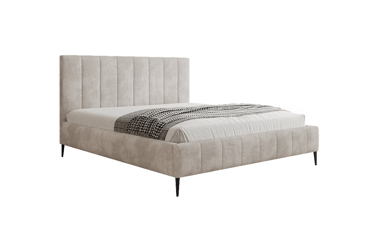 Designer gestoffeerd bed Astrid in Ribstof met opbergruimte