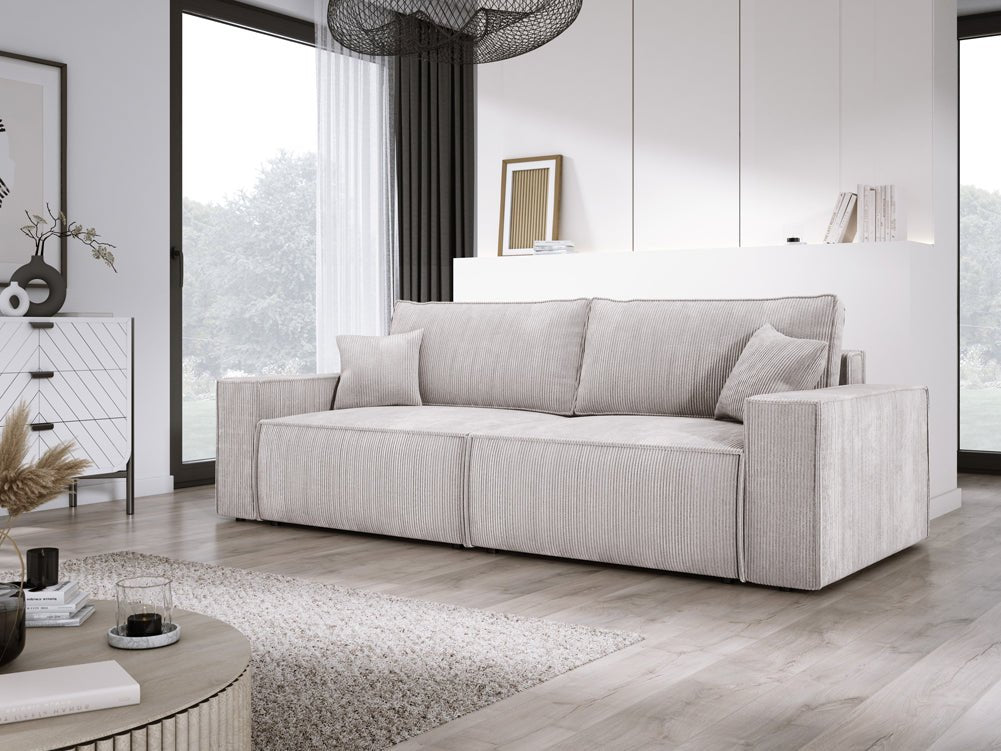 Canapé designer Velanova 3 places Côtelé avec fonction couchage et rabattable