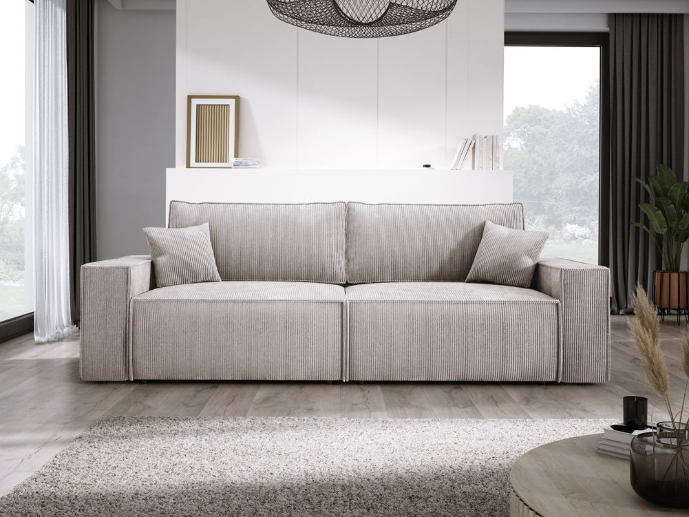 Canapé designer Velanova 3 places Côtelé avec fonction couchage et rabattable