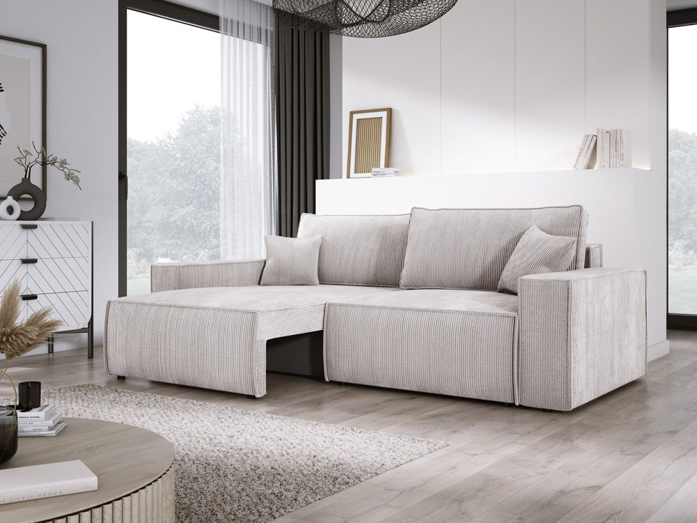 Canapé designer Velanova 3 places Côtelé avec fonction couchage et rabattable