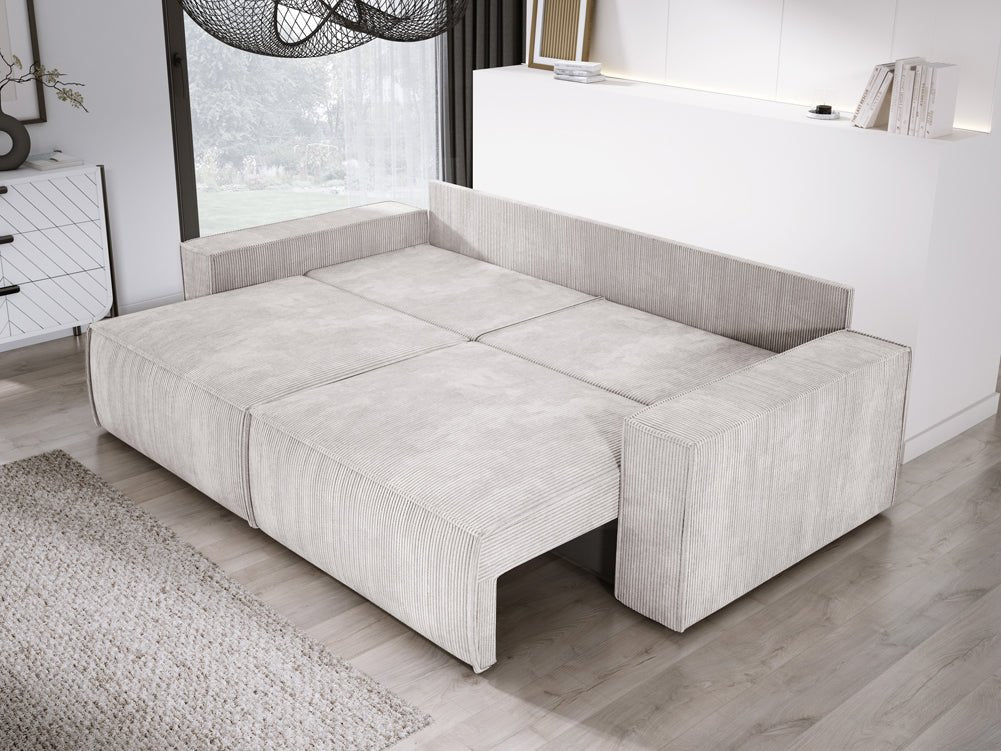 Canapé designer Velanova 3 places Côtelé avec fonction couchage et rabattable