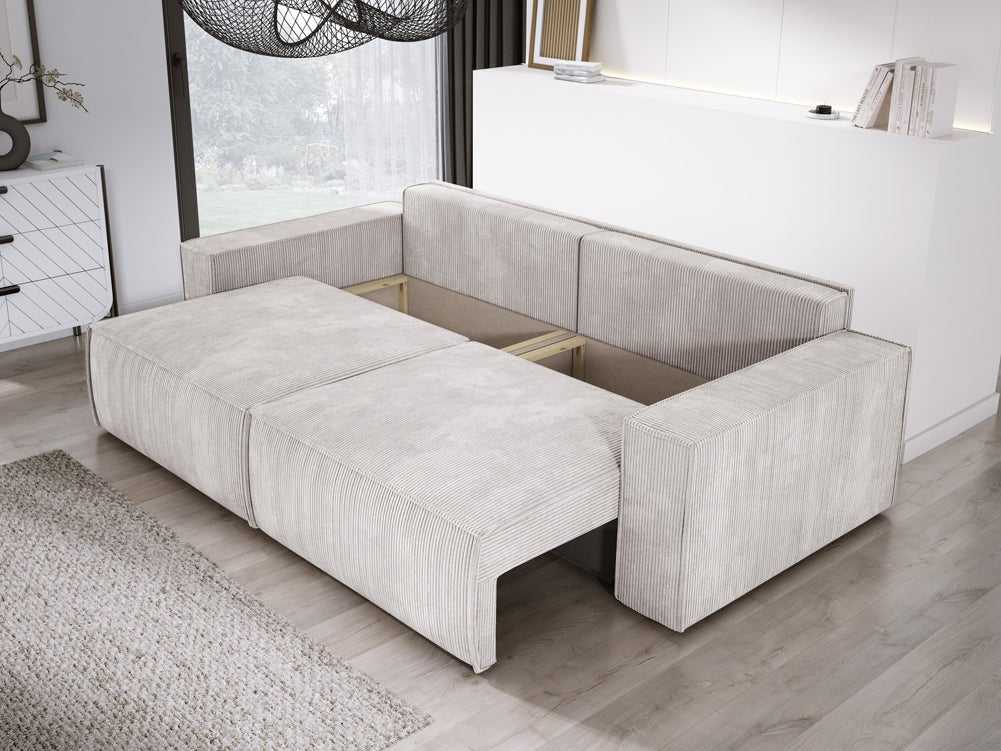Canapé designer Velanova 3 places Côtelé avec fonction couchage et rabattable