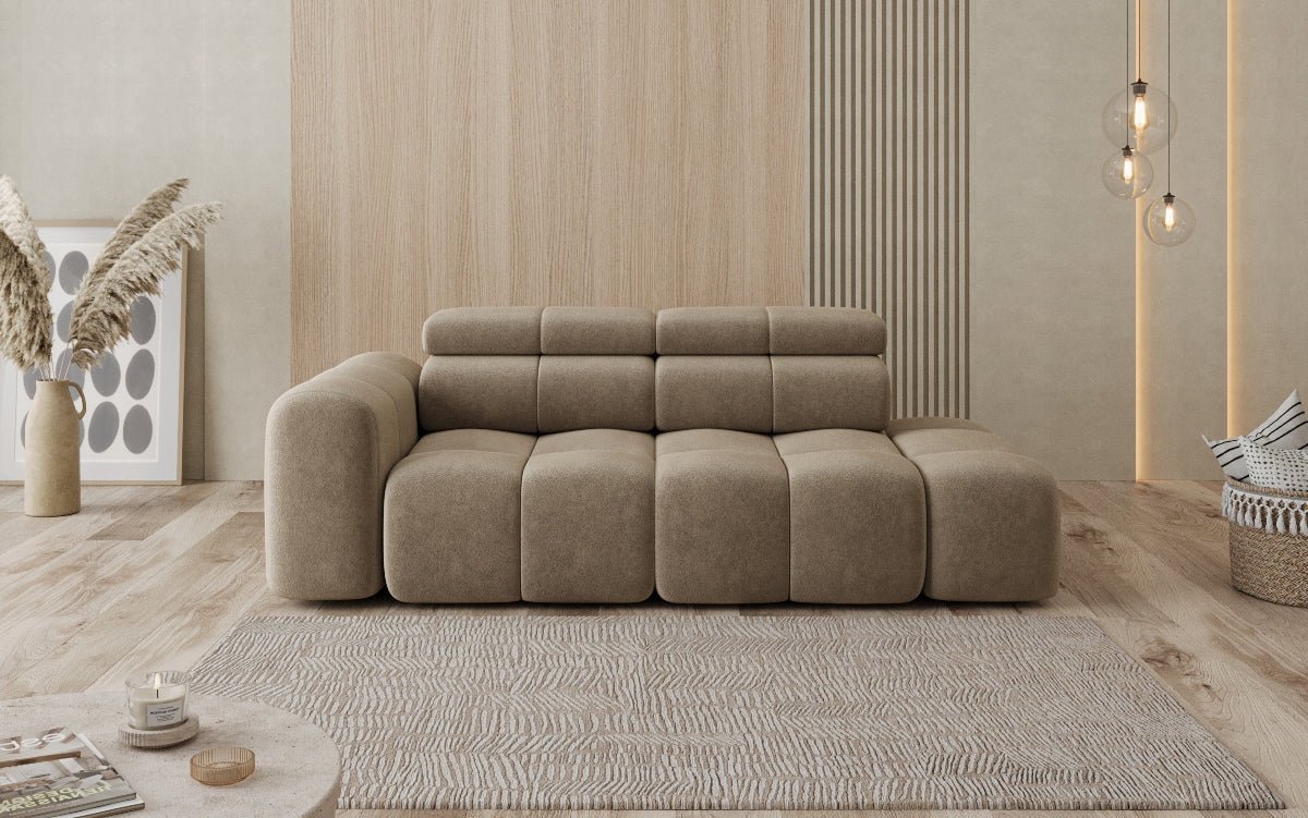 Canapé design 3 places avec chaise longue Mia en Chenille