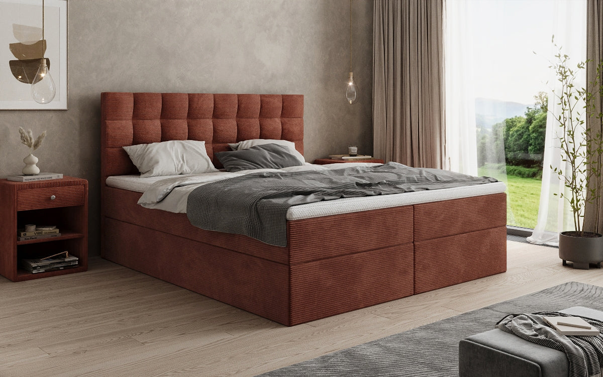 Boxspringbett Como in Cord mit Stauraum