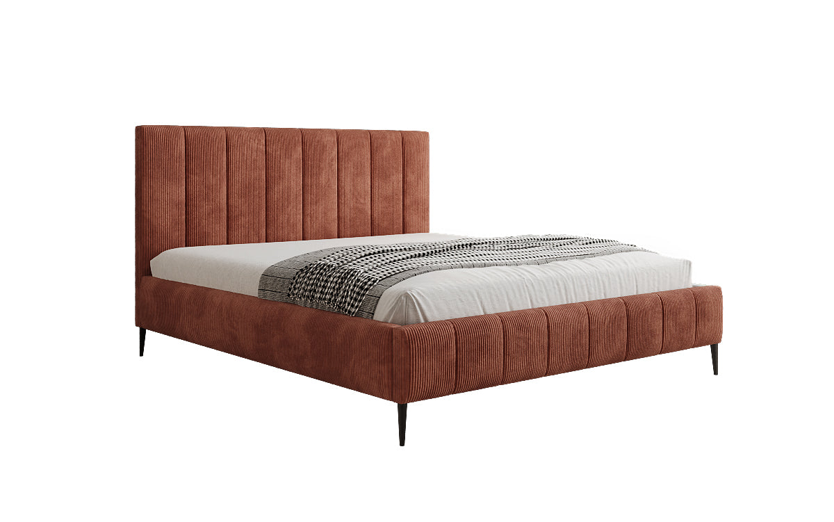 Designer gestoffeerd bed Astrid in Ribstof met opbergruimte