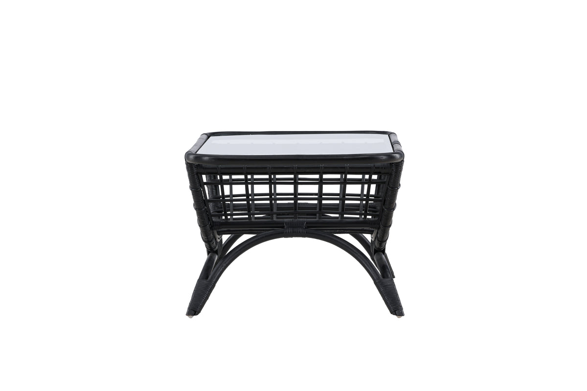Tuin salontafel Sarina - van riet en glas in Zwart