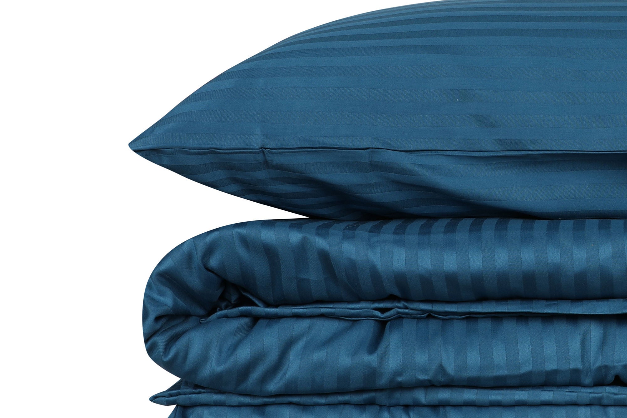 Premium Satijn Beddengoedset Streep Blauw