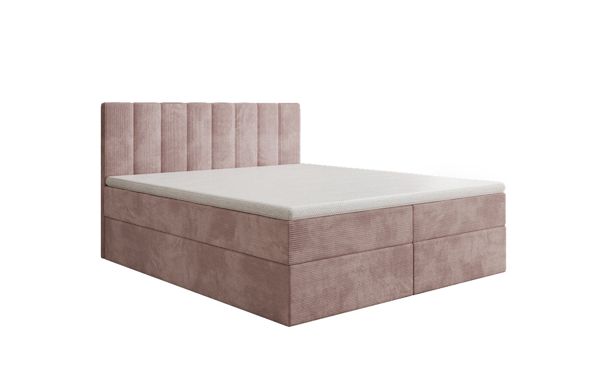 Lit boxspring Sofia en Côtelé avec espace de rangement