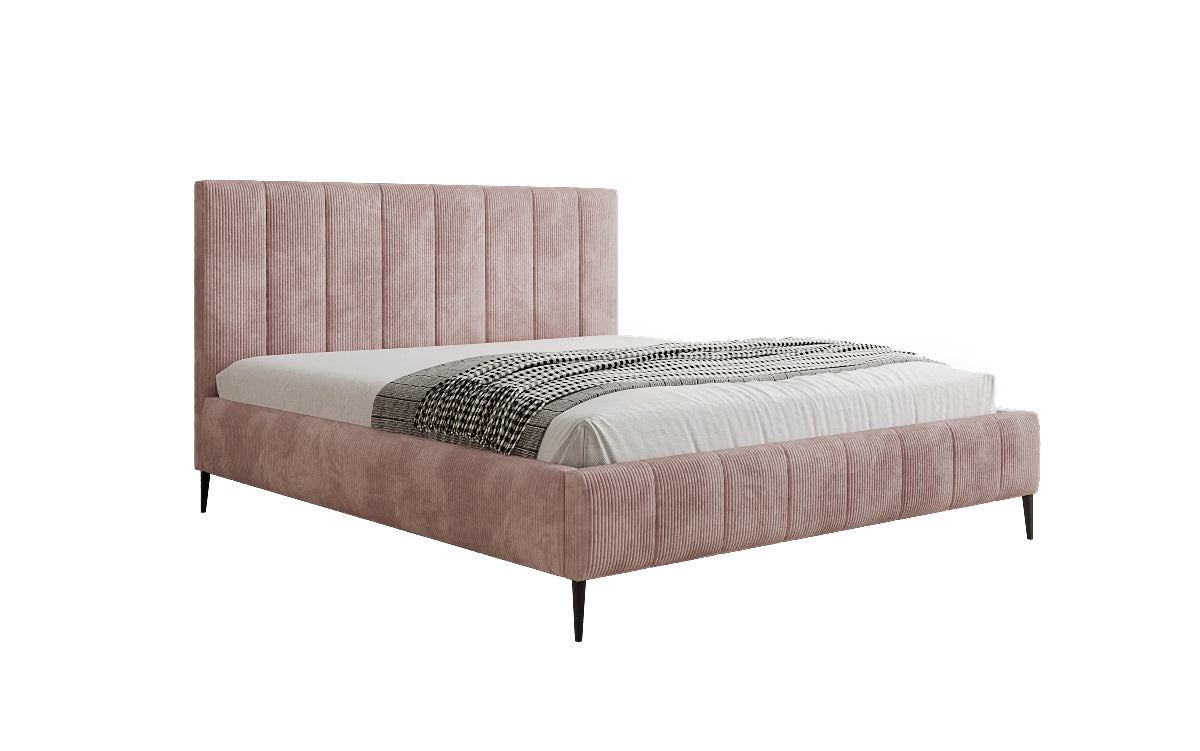 Designer gestoffeerd bed Astrid in Ribstof met opbergruimte