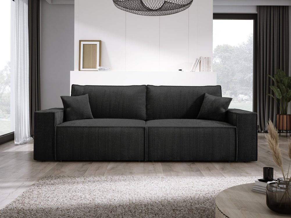 Canapé designer Velanova 3 places Côtelé avec fonction couchage et rabattable