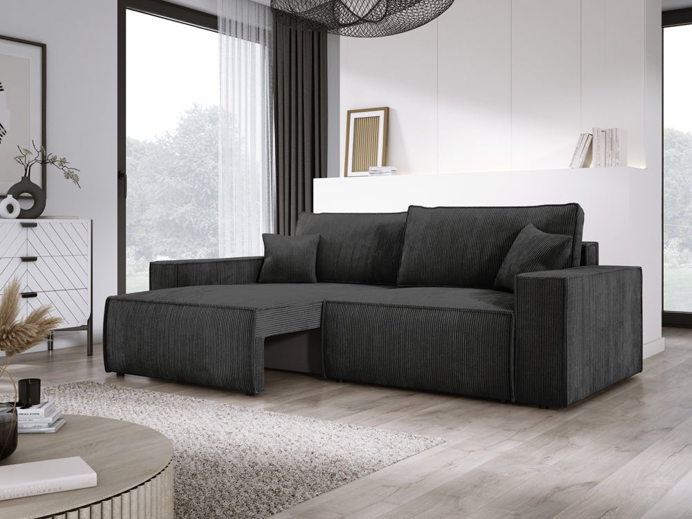 Canapé designer Velanova 3 places Côtelé avec fonction couchage et rabattable