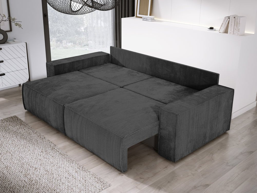 Canapé designer Velanova 3 places Côtelé avec fonction couchage et rabattable