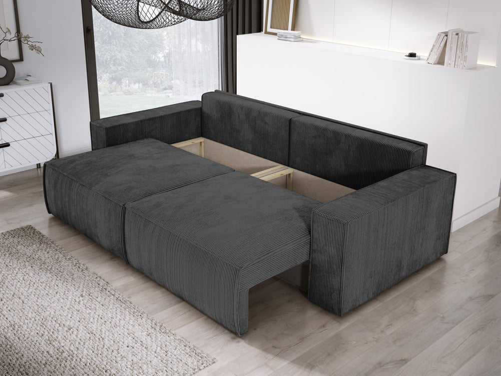 Canapé designer Velanova 3 places Côtelé avec fonction couchage et rabattable