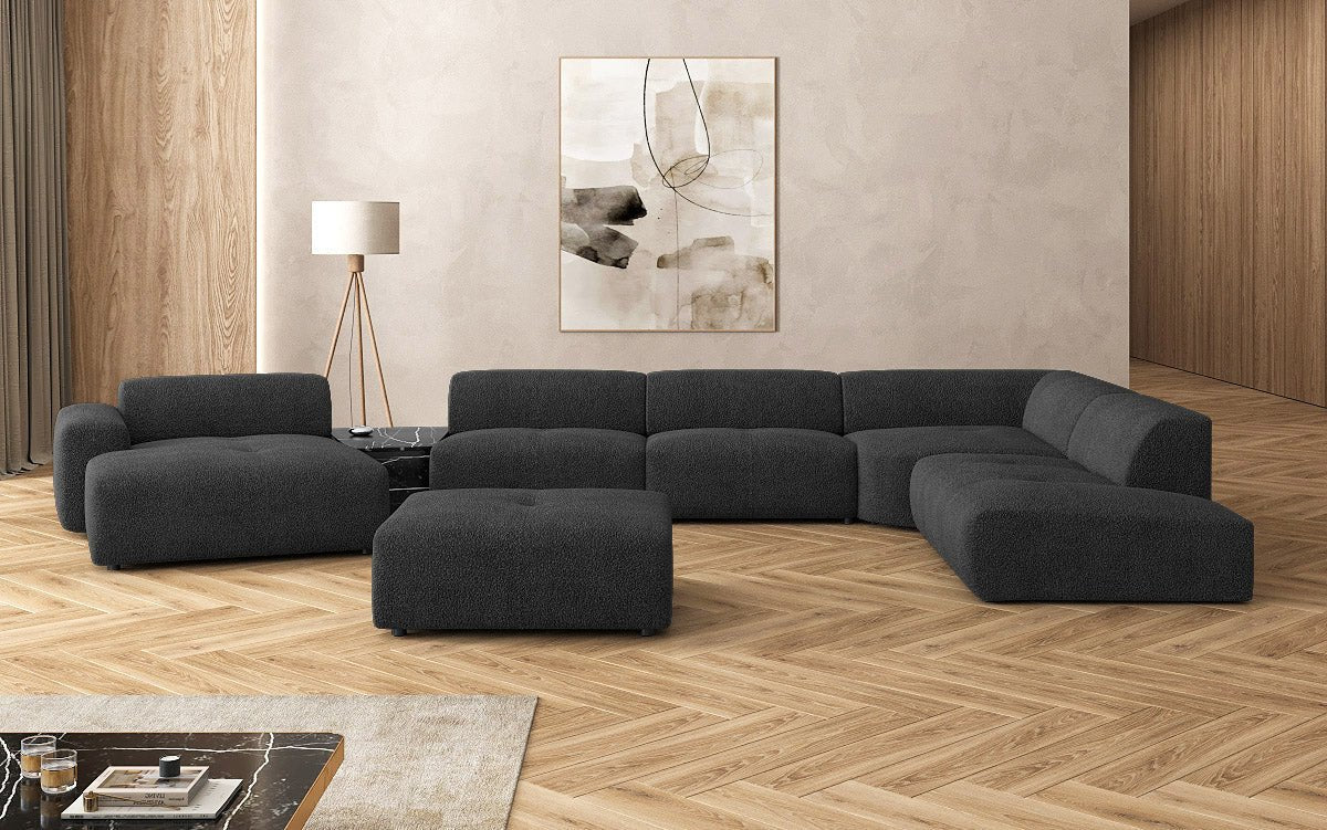 Designer woonlandschap Calm met bijzetkruk in Bouclé