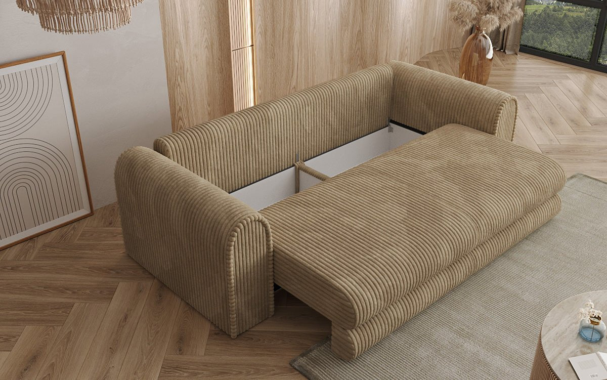 Designbank Lil Buddy 3-zits met slaapfunctie en opbergruimte in breedcorduroy
