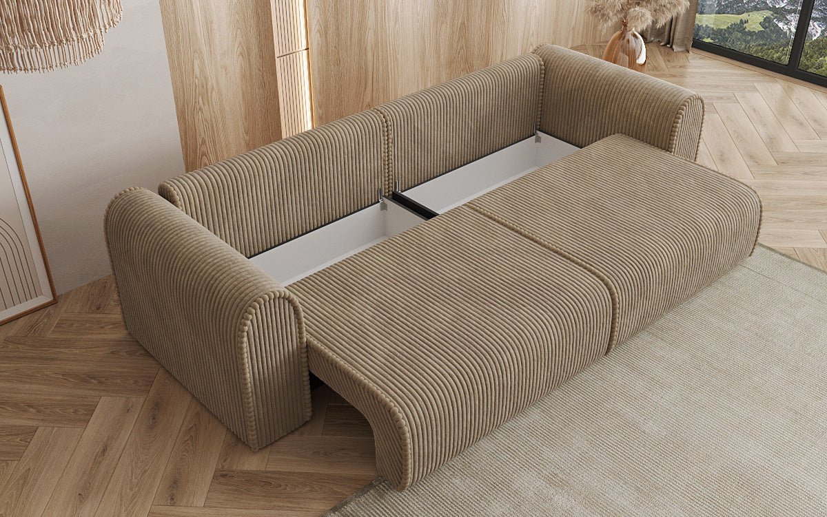 Designer Sofa Big Buddy 3 Sitzer mit Schlaffunktion und Stauraum in Breitcord