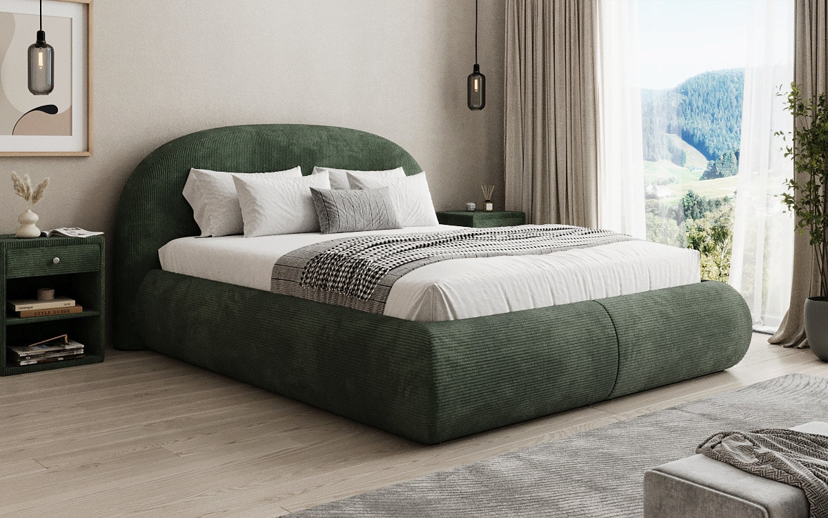 Designer Polsterbett Loop in Cord mit Stauraum