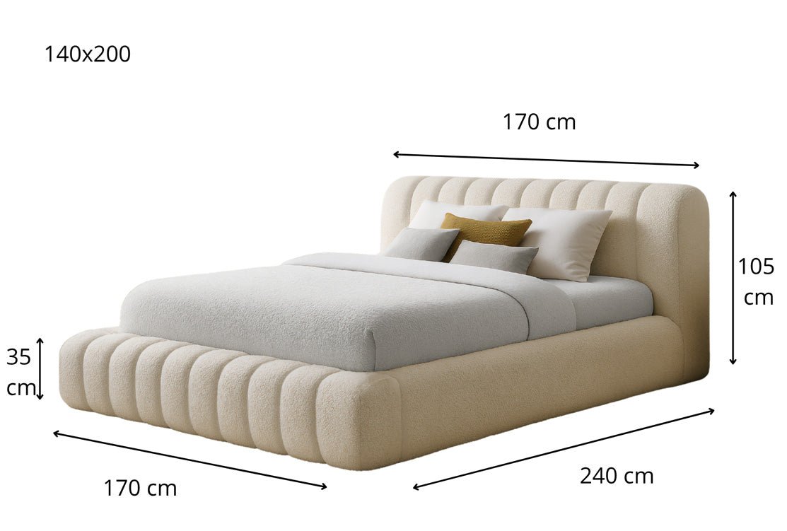 Lit rembourré design Selene Bouclé avec rangement