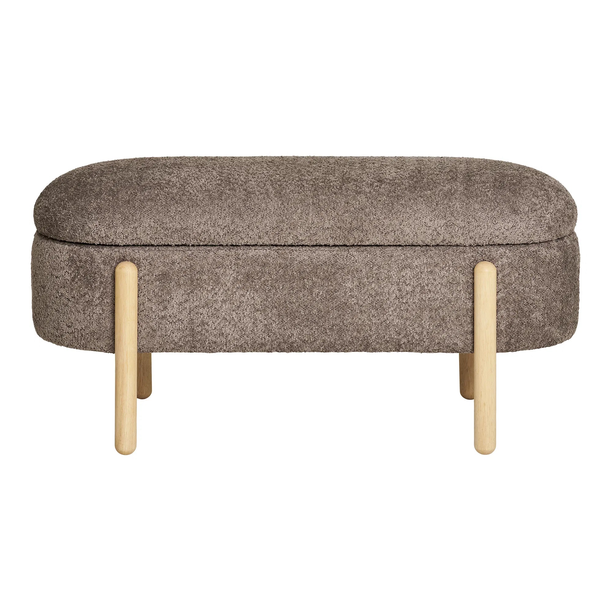 Tabouret d'appoint Bianca Bouclé Marron avec espace de rangement