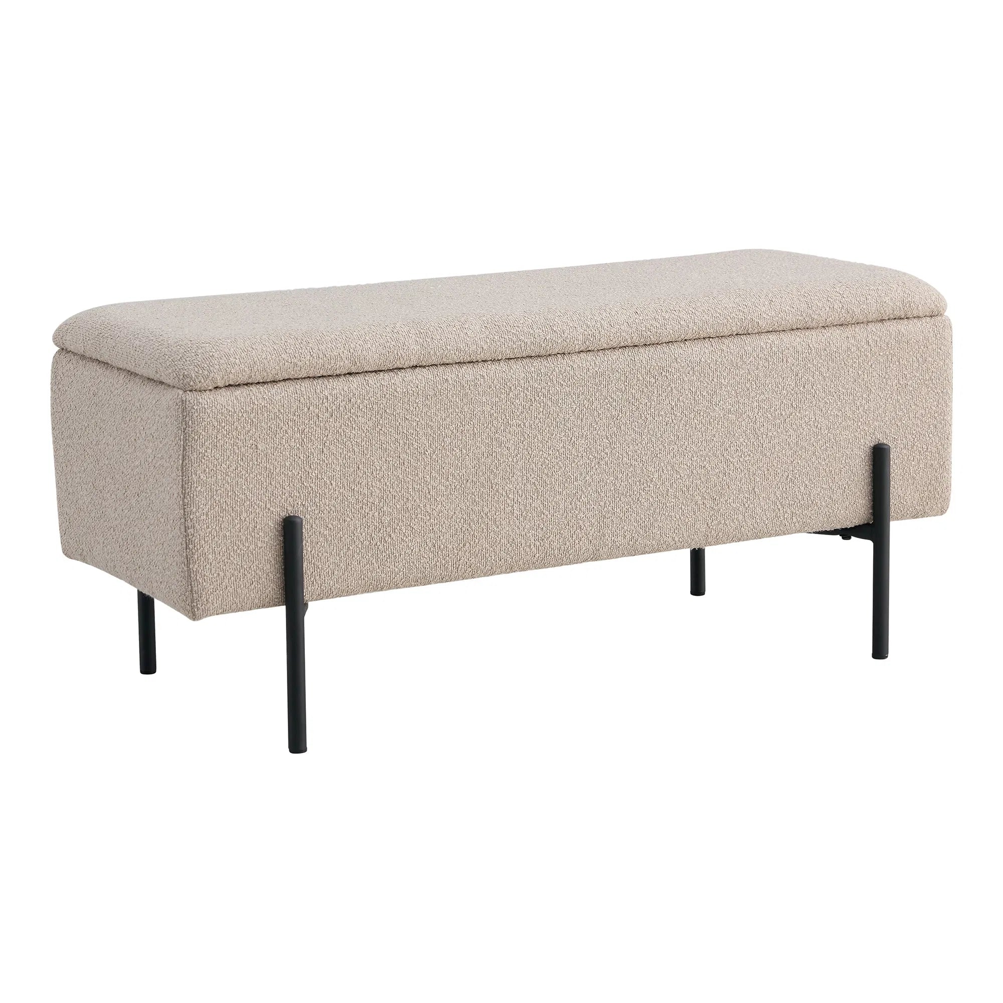 Sitzbank Lora Bouclé Beige met opbergruimte
