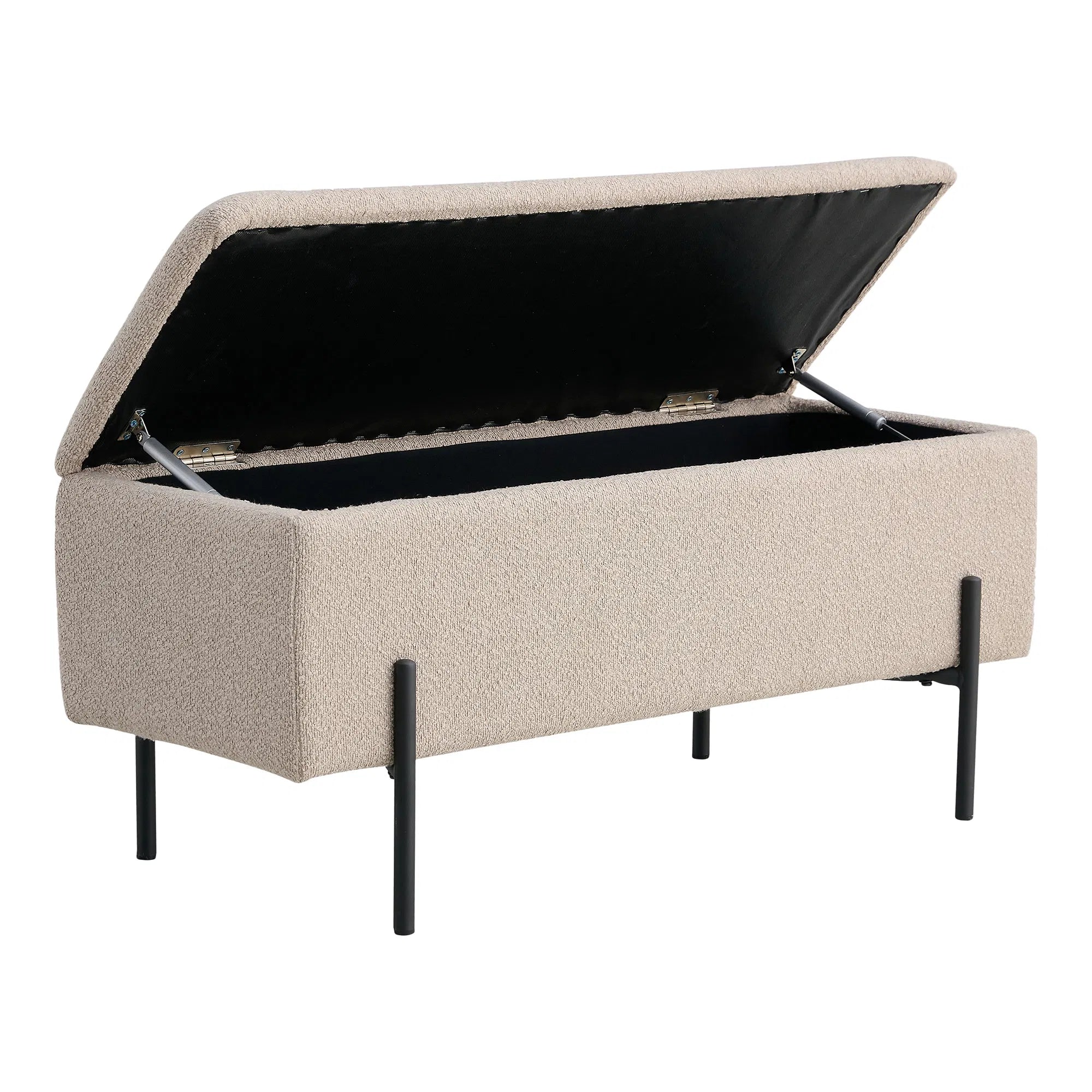 Sitzbank Lora Bouclé Beige met opbergruimte