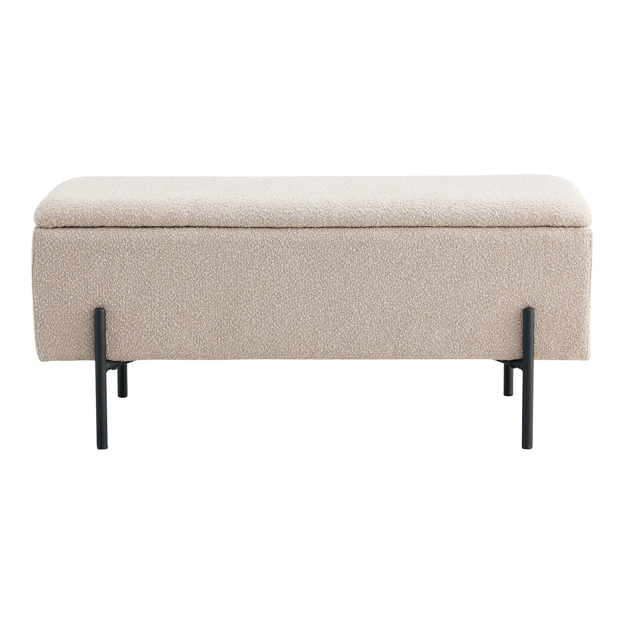 Sitzbank Lora Bouclé Beige met opbergruimte