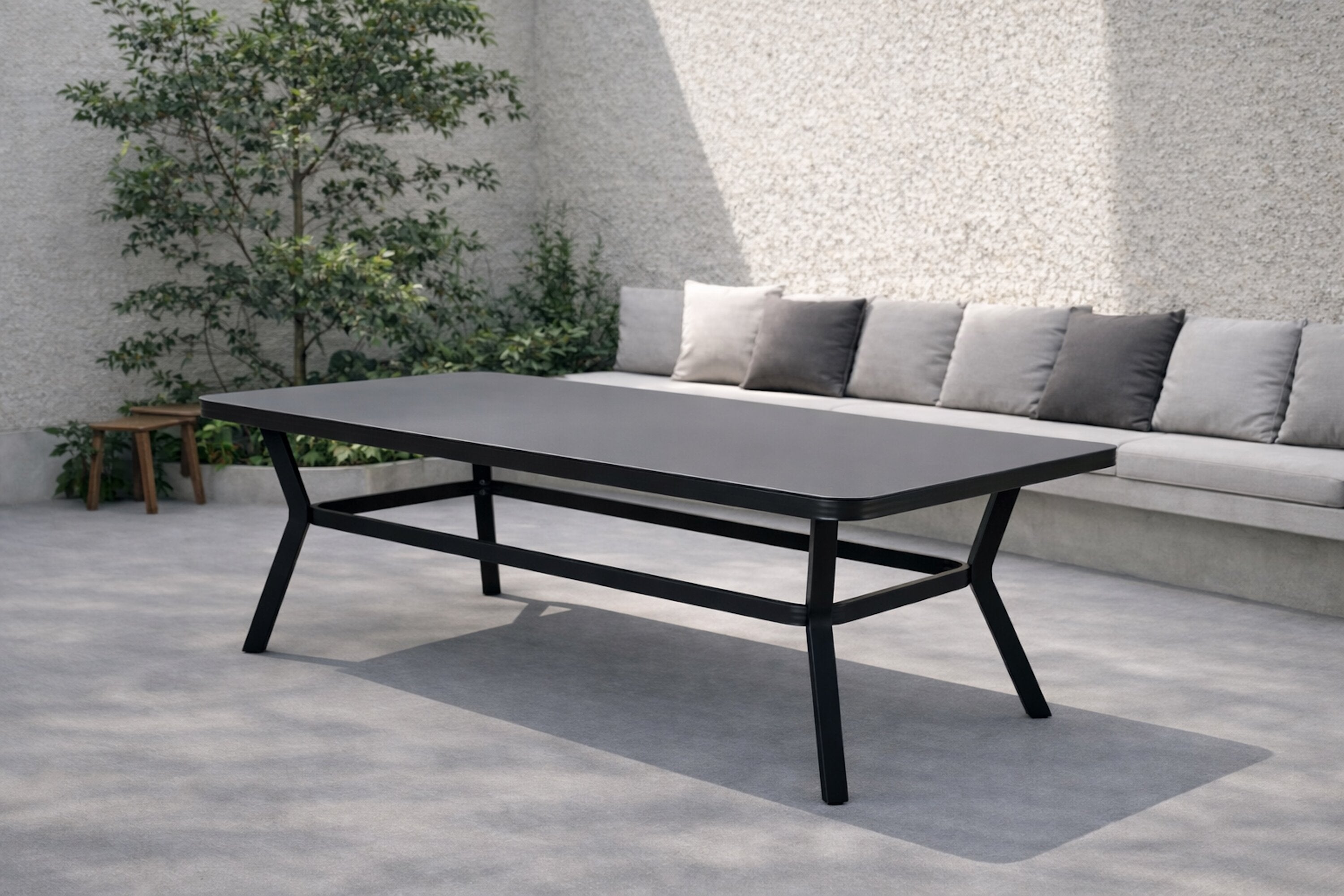 Tuintafel Amaré - Matte glasplaat op aluminium frame