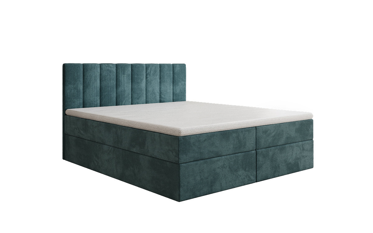 Lit boxspring Sofia en Côtelé avec espace de rangement