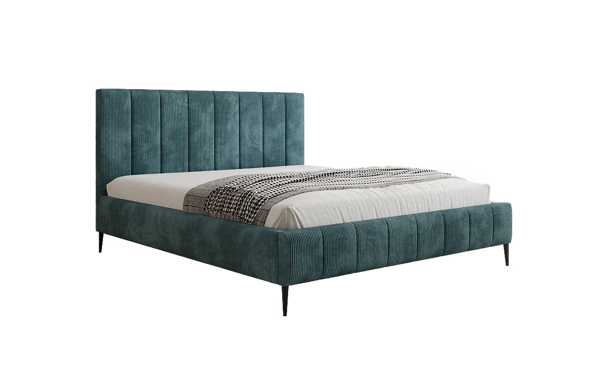Designer gestoffeerd bed Astrid in Ribstof met opbergruimte