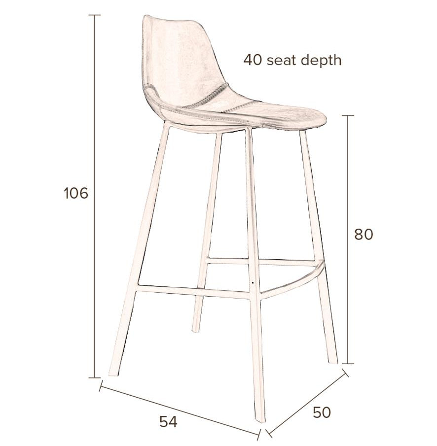 Tabouret de bar Franky lot de 2 – en Similicuir Noir