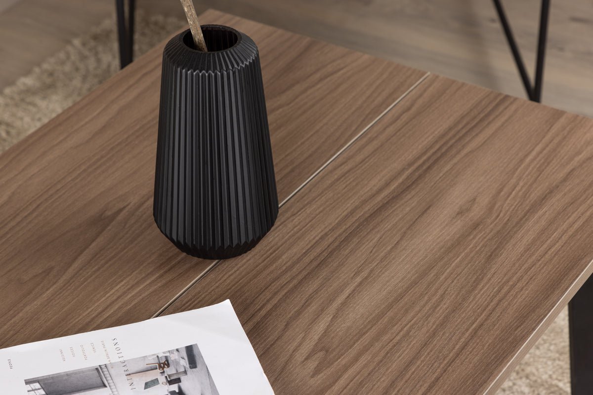 Salontafel Hator - met stalen frame en walnootlook