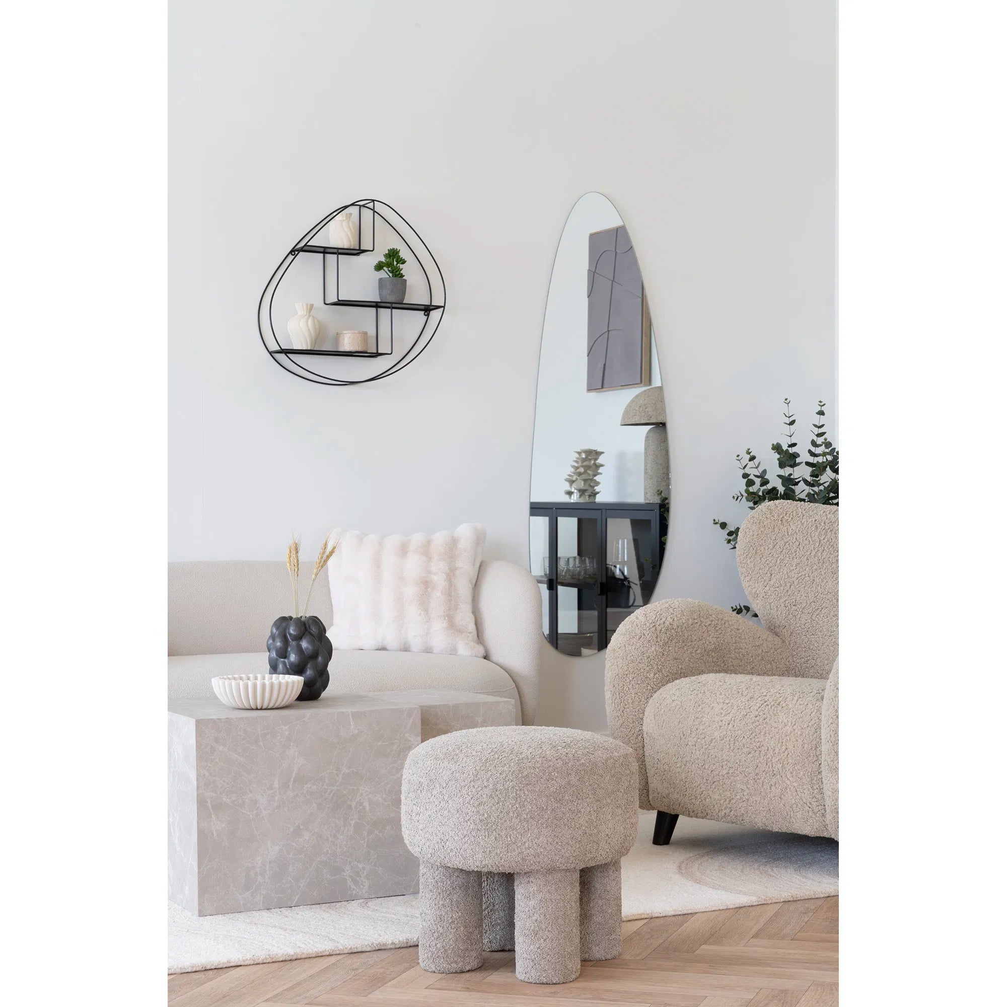 Bijzettafel Bono Bouclé Lichtgrijs