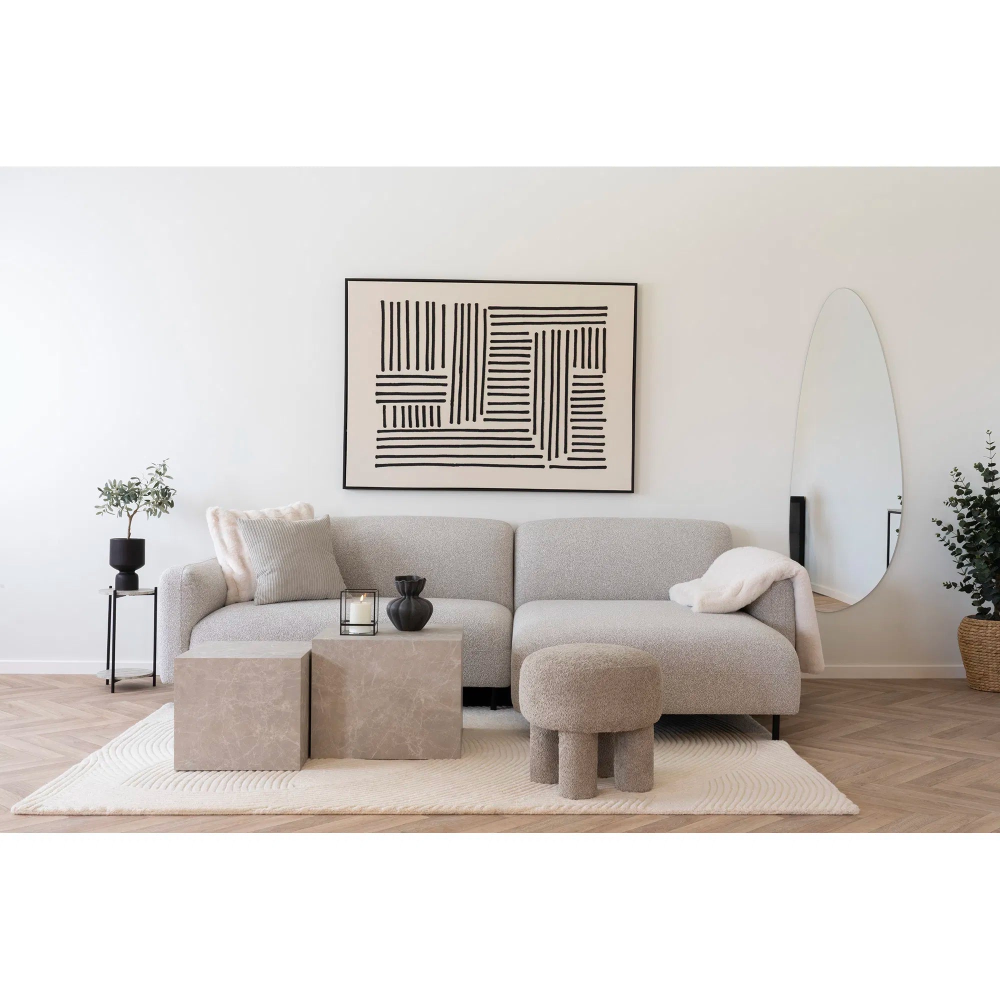 Bijzettafel Bono Bouclé Lichtgrijs