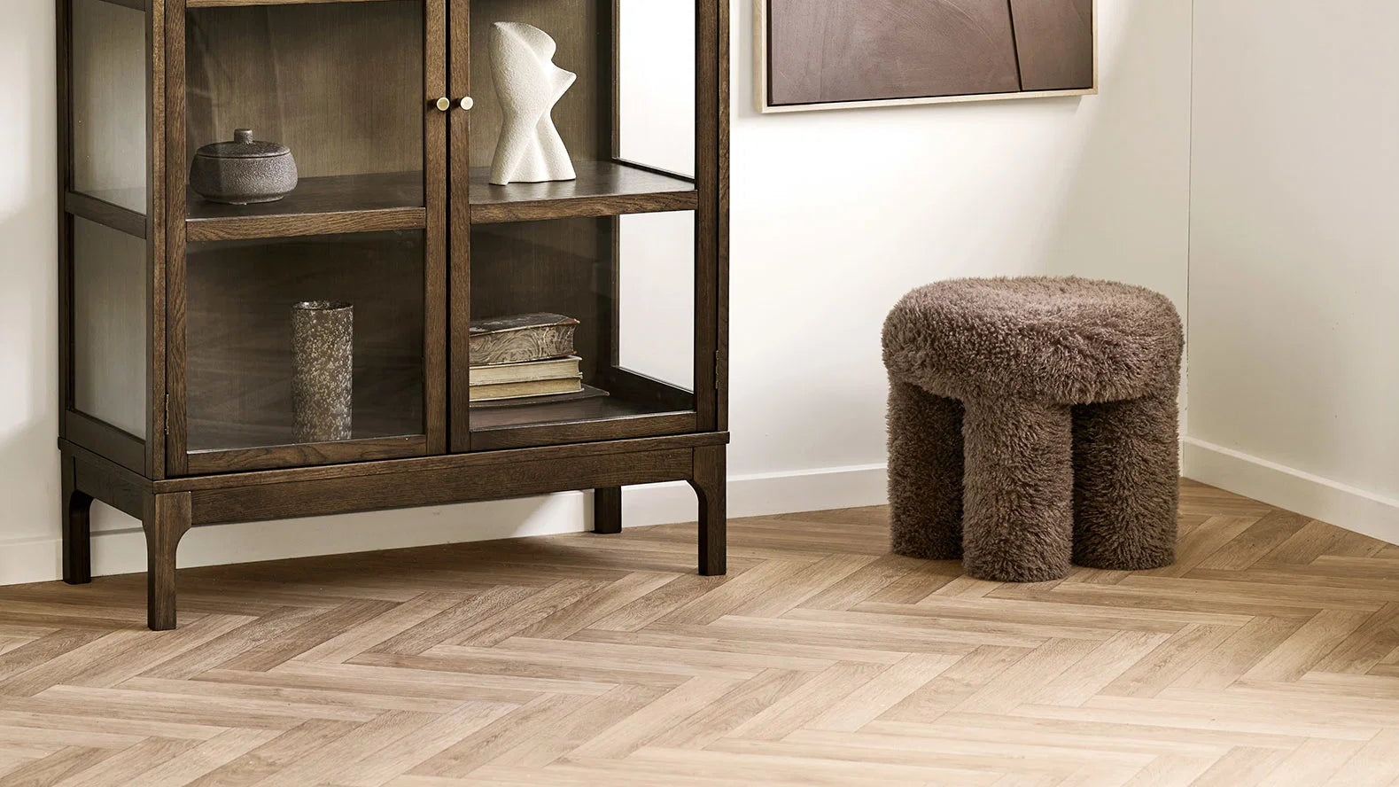 Beistellhocker Gibson - mit braunem Teddy-Polyester